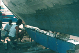 trevira epoxysheet, connection of lead keel